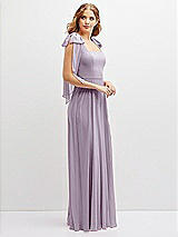 Side View Thumbnail - Lilac Haze Bow Shoulder Square Neck Chiffon Maxi Dress