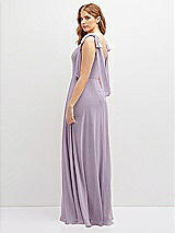 Rear View Thumbnail - Lilac Haze Bow Shoulder Square Neck Chiffon Maxi Dress