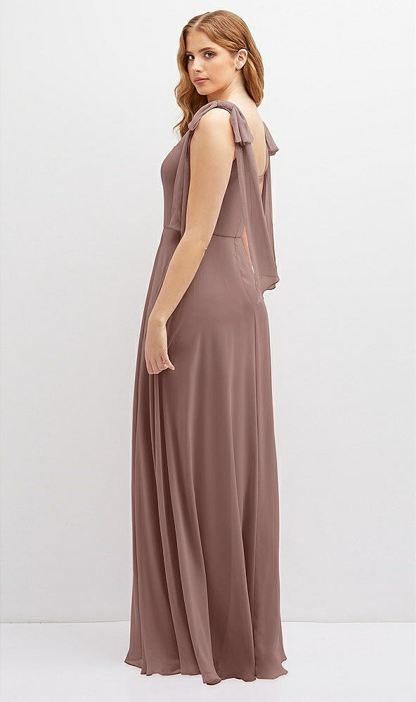 Back View - Sienna Bow Shoulder Square Neck Chiffon Maxi Dress