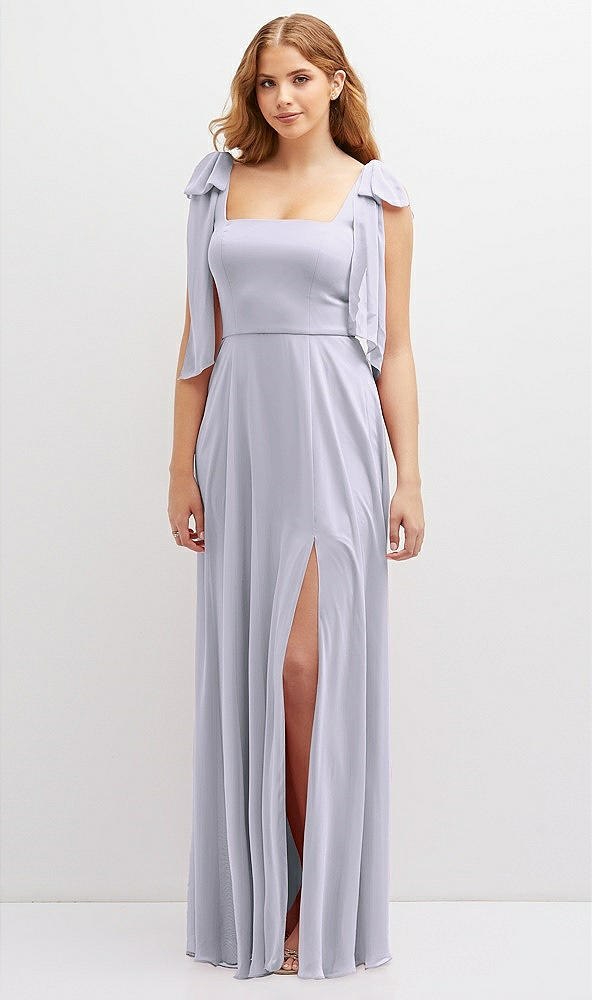 Front View - Silver Dove Bow Shoulder Square Neck Chiffon Maxi Dress