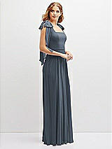 Side View Thumbnail - Silverstone Bow Shoulder Square Neck Chiffon Maxi Dress