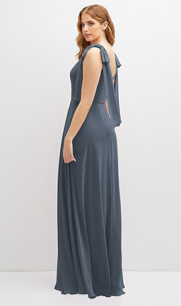 Back View - Silverstone Bow Shoulder Square Neck Chiffon Maxi Dress