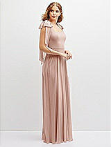 Side View Thumbnail - Toasted Sugar Bow Shoulder Square Neck Chiffon Maxi Dress