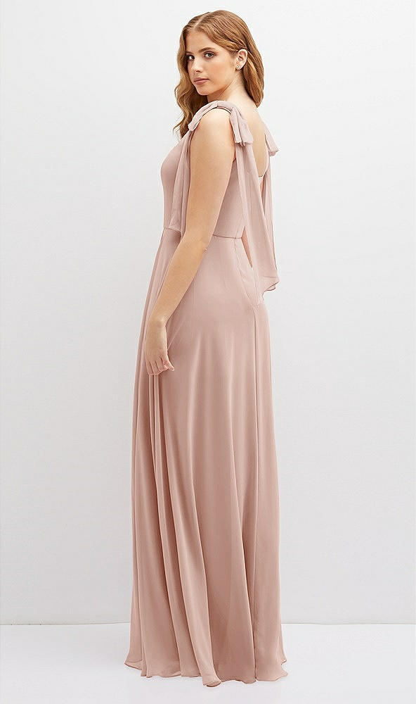 Back View - Toasted Sugar Bow Shoulder Square Neck Chiffon Maxi Dress