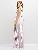 Rear View Thumbnail - Watercolor Print Bow Shoulder Square Neck Chiffon Maxi Dress