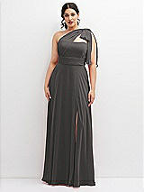 Alt View 1 Thumbnail - Caviar Gray Chiffon Convertible Maxi Dress with Multi-Way Tie Straps