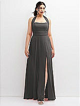 Front View Thumbnail - Caviar Gray Chiffon Convertible Maxi Dress with Multi-Way Tie Straps