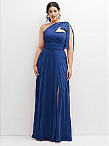 Alt View 1 Thumbnail - Classic Blue Chiffon Convertible Maxi Dress with Multi-Way Tie Straps