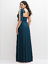 Alt View 3 Thumbnail - Atlantic Blue Chiffon Convertible Maxi Dress with Multi-Way Tie Straps