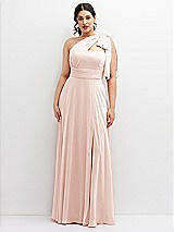 Alt View 1 Thumbnail - Blush Chiffon Convertible Maxi Dress with Multi-Way Tie Straps