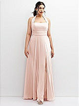 Front View Thumbnail - Blush Chiffon Convertible Maxi Dress with Multi-Way Tie Straps