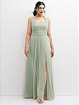 Front View Thumbnail - Celadon Chiffon Convertible Maxi Dress with Multi-Way Tie Straps