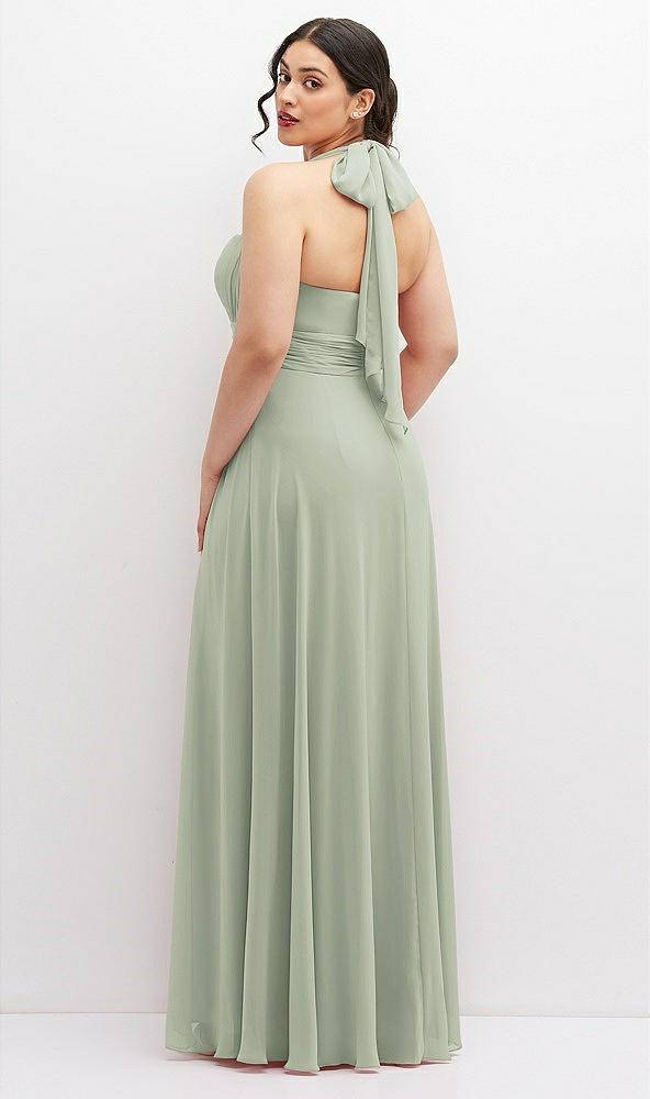 Back View - Celadon Chiffon Convertible Maxi Dress with Multi-Way Tie Straps