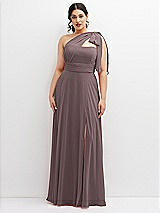 Alt View 1 Thumbnail - French Truffle Chiffon Convertible Maxi Dress with Multi-Way Tie Straps