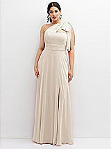 Alt View 1 Thumbnail - Oat Chiffon Convertible Maxi Dress with Multi-Way Tie Straps