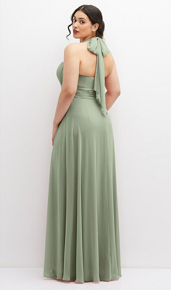 Back View - Sage Chiffon Convertible Maxi Dress with Multi-Way Tie Straps