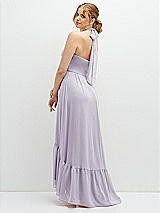 Rear View Thumbnail - Moondance Chiffon Halter High-Low Dress with Deep Ruffle Hem