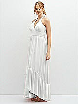 Side View Thumbnail - White Chiffon Halter High-Low Dress with Deep Ruffle Hem