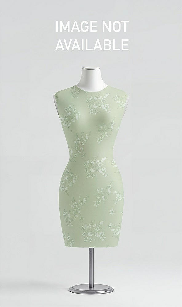 Back View - Vintage Primrose Sage Tiered Ruffle Neck Strapless Maxi Dress with Front Slit