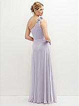 Rear View Thumbnail - Moondance Handworked Flower Trimmed One-Shoulder Chiffon Maxi Dress