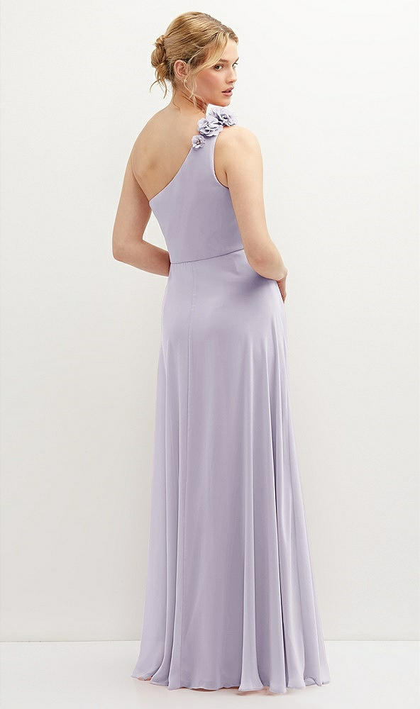 Back View - Moondance Handworked Flower Trimmed One-Shoulder Chiffon Maxi Dress