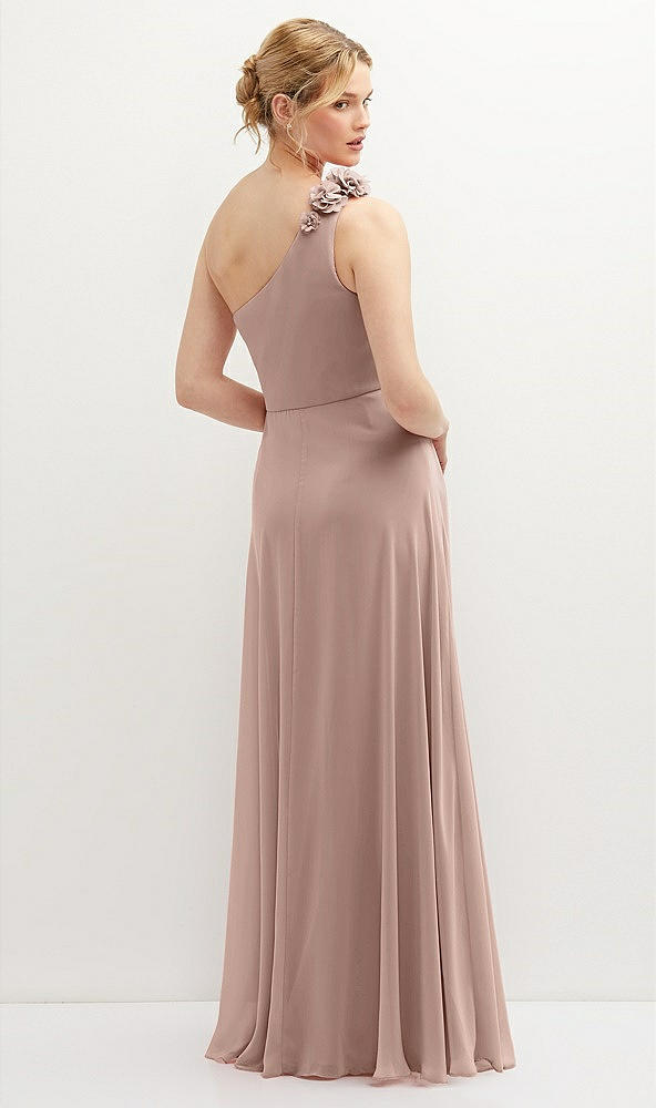 Back View - Neu Nude Handworked Flower Trimmed One-Shoulder Chiffon Maxi Dress