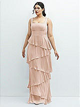 Front View Thumbnail - Cameo Asymmetrical Tiered Ruffle Chiffon Maxi Dress with Square Neckline