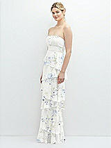 Side View Thumbnail - Bleu Garden Strapless Asymmetrical Tiered Ruffle Chiffon Maxi Dress