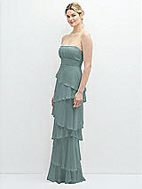 Side View Thumbnail - Icelandic Strapless Asymmetrical Tiered Ruffle Chiffon Maxi Dress