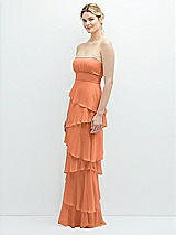 Side View Thumbnail - Sweet Melon Strapless Asymmetrical Tiered Ruffle Chiffon Maxi Dress