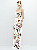 Side View Thumbnail - Butterfly Botanica Ivory Strapless Asymmetrical Tiered Ruffle Chiffon Maxi Dress