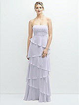 Front View Thumbnail - Silver Dove Strapless Asymmetrical Tiered Ruffle Chiffon Maxi Dress