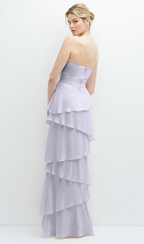 Back View - Silver Dove Strapless Asymmetrical Tiered Ruffle Chiffon Maxi Dress