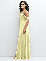 Side View Thumbnail - Butter Yellow Chiffon Corset Maxi Dress with Removable Off-the-Shoulder Swags