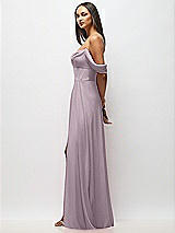 Alt View 5 Thumbnail - Lilac Dusk Chiffon Corset Maxi Dress with Removable Off-the-Shoulder Swags