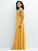 Side View Thumbnail - NYC Yellow Chiffon Corset Maxi Dress with Removable Off-the-Shoulder Swags