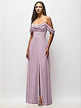 Alt View 4 Thumbnail - Suede Rose Chiffon Corset Maxi Dress with Removable Off-the-Shoulder Swags