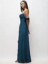 Alt View 5 Thumbnail - Atlantic Blue Chiffon Corset Maxi Dress with Removable Off-the-Shoulder Swags