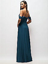 Alt View 6 Thumbnail - Atlantic Blue Chiffon Corset Maxi Dress with Removable Off-the-Shoulder Swags