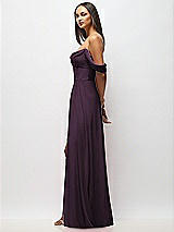 Alt View 5 Thumbnail - Aubergine Chiffon Corset Maxi Dress with Removable Off-the-Shoulder Swags