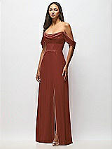 Alt View 4 Thumbnail - Auburn Moon Chiffon Corset Maxi Dress with Removable Off-the-Shoulder Swags