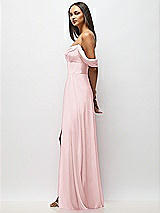 Alt View 5 Thumbnail - Ballet Pink Chiffon Corset Maxi Dress with Removable Off-the-Shoulder Swags