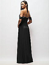 Alt View 6 Thumbnail - Black Chiffon Corset Maxi Dress with Removable Off-the-Shoulder Swags
