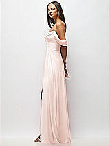 Alt View 5 Thumbnail - Blush Chiffon Corset Maxi Dress with Removable Off-the-Shoulder Swags