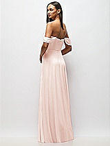 Alt View 6 Thumbnail - Blush Chiffon Corset Maxi Dress with Removable Off-the-Shoulder Swags
