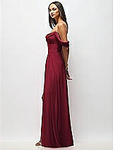 Alt View 5 Thumbnail - Burgundy Chiffon Corset Maxi Dress with Removable Off-the-Shoulder Swags