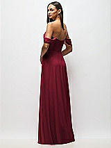 Alt View 6 Thumbnail - Burgundy Chiffon Corset Maxi Dress with Removable Off-the-Shoulder Swags