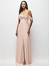 Alt View 4 Thumbnail - Cameo Chiffon Corset Maxi Dress with Removable Off-the-Shoulder Swags