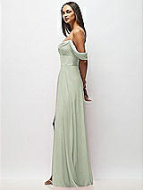 Alt View 5 Thumbnail - Celadon Chiffon Corset Maxi Dress with Removable Off-the-Shoulder Swags