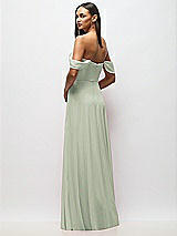 Alt View 6 Thumbnail - Celadon Chiffon Corset Maxi Dress with Removable Off-the-Shoulder Swags